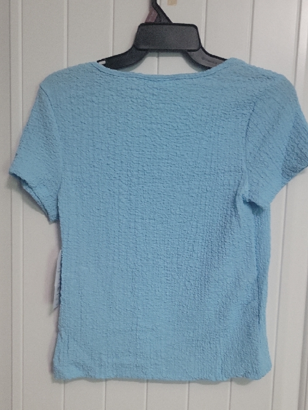 Time and Tru Light Blue Textured Scoop Neck Short Sleeve Top - Picture 5 of 5